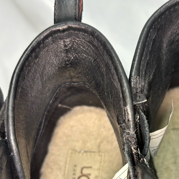 Ugg Emalie Black Leather Wedge Women’s 8 Waterproof Winter Ready Side Zip Wool - Picture 10 of 11